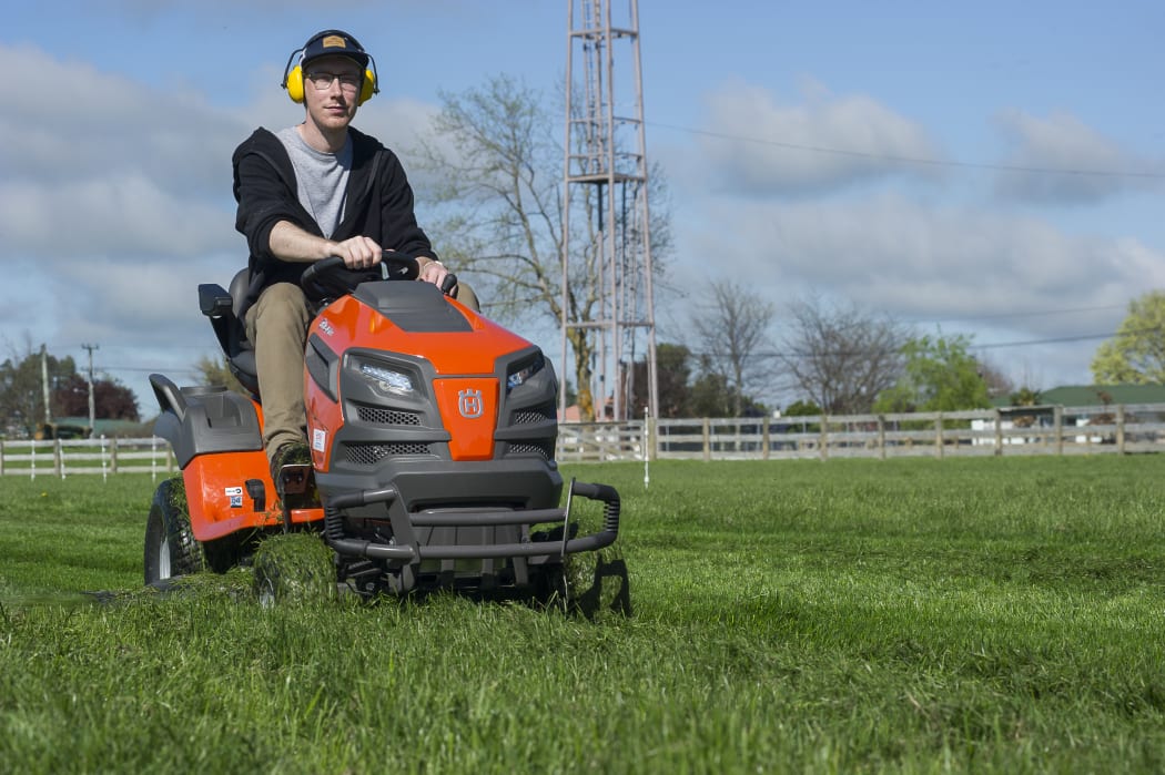 George Block mowing