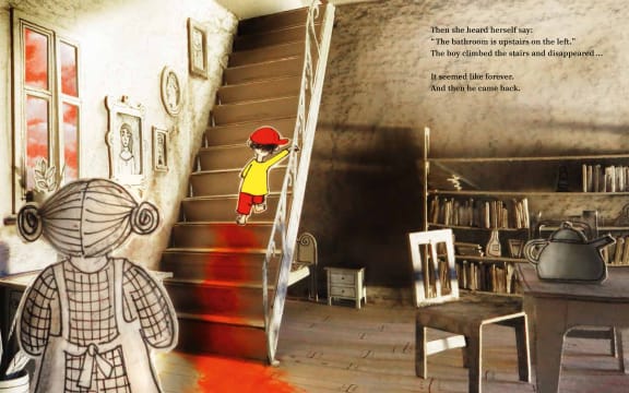 Spread from Antje Damm's The Visitor