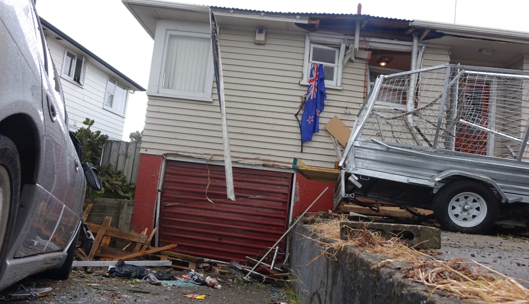 The damaged house at Mt Roskill.