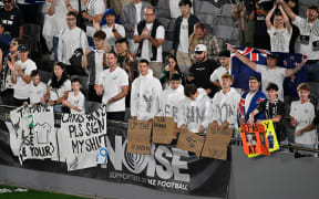 All Whites fans celebrate New Zealand qualifying for the 2026 Football World Cup
