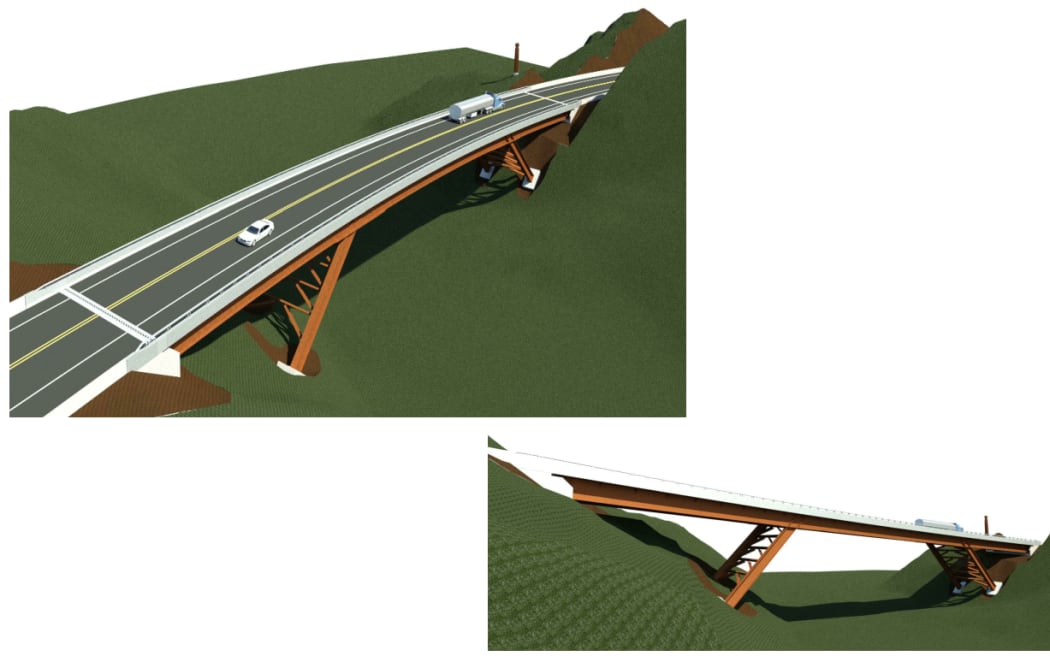 Artist impression of the Mt Messenger bypass project.