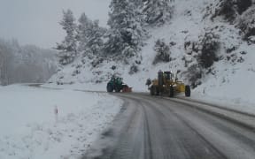 Route 70, the Waiau / Mt Lyford road in Canterbury,closed by snow.