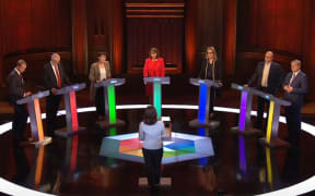 The BBC televised debate included, from left, Lib Dem leader Tim Farron, Labour leader Jeremy Corbyn, Green co-leader Caroline Lucas, Plaid Cymru leader Leanne Wood, Home Secretary Amber Rudd, , UKIP leader Paul Nuttall and Scottish National Party deputy Angus Robertson.