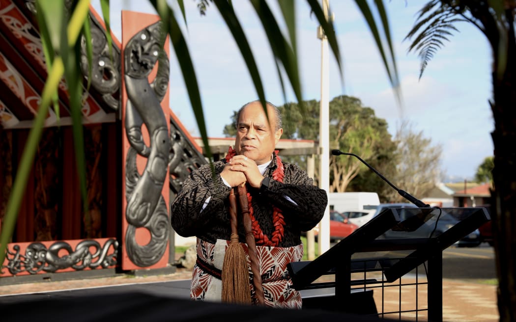 Government officials, Pacific community representatives and Ngāti Whātua Ōrākei gathered at Ōrākei marae in Auckland for the one-year anniversary of the Dawn Raids apology. Minister for Pacific Peoples Aupito William Sio.