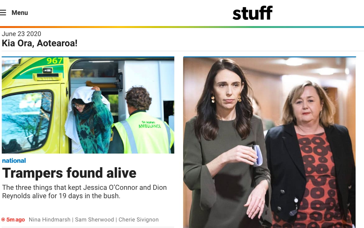 Stuff's new website - now largely free of the clickbait-syle stuff that once clogged it up.