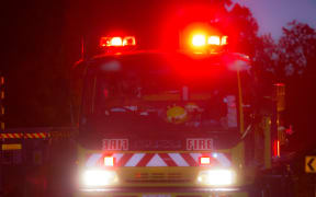 A fire truck entering the hills from Waimarama Rd.