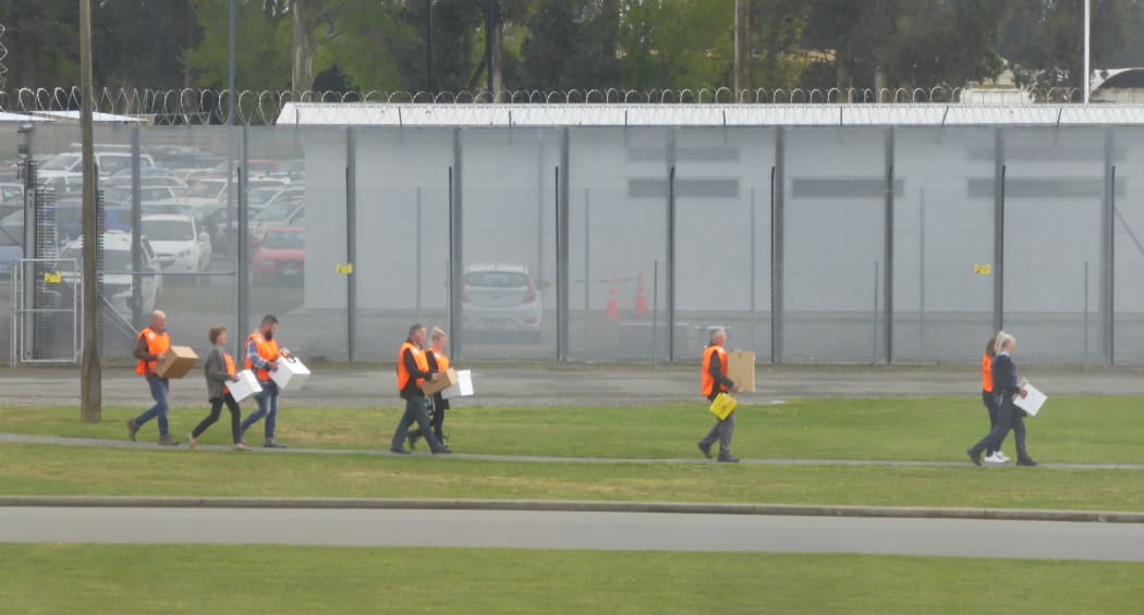 Ballot boxes arriving at Christchurch Men's Prison.