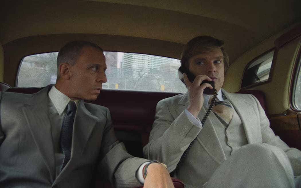 Jeremy Strong plays ruthless lawyer Roy Cohn alongside Sebastian Stan's Donald Trump in The Apprentice.