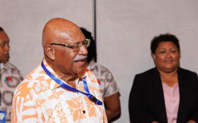 Fiji Prime Minister, Sitiveni Rabuka speaks with New Zealand Deputy Prime Minister in Suva.