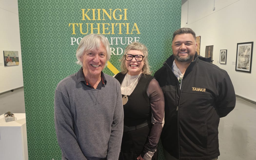 The Judges of the 2025 Kiingi Tuheitia Portraiture Awards, from left John Walsh, Dr. Areta Wilkinson and Renata Te Wiata.
