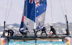 New Zealand's Youth Americas Cup team in the final of the regatta.