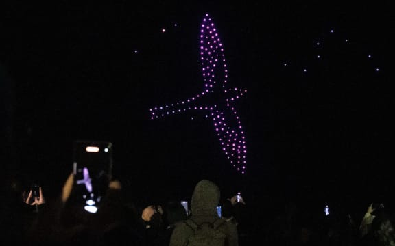 Thousands headed to the Rotorua lakefront to watch the Aronui Indigenous Arts Festival matariki drone show on 27 June 2024.