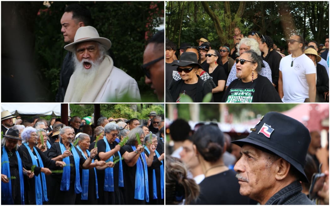A composite of images from the national hui at Tuurangawaewae Marae on 20 January, 2024.