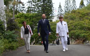 French PM Edouard Philippe arrives at French High Commission in Noumea, accompanied by the overseas minister Brigitte Girardin and the High Commissioner to New Caledonia Thierry Lataste.