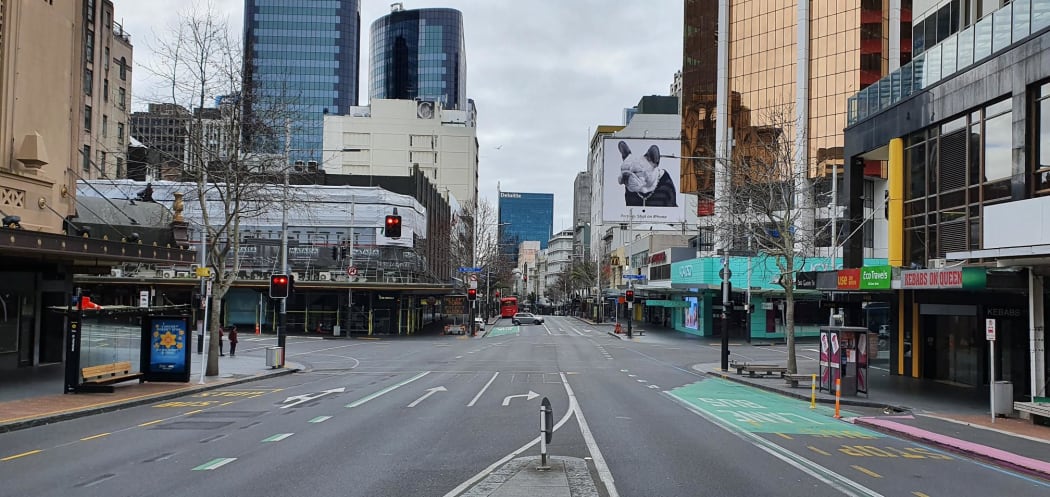 Central Auckland on Wednesday 25 August 2021 on the eighth today of a Covid-19 lockdown.