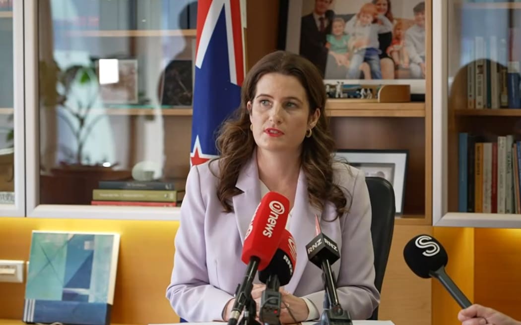 Nicola Willis speaks to the media about unemployment, August 2025.