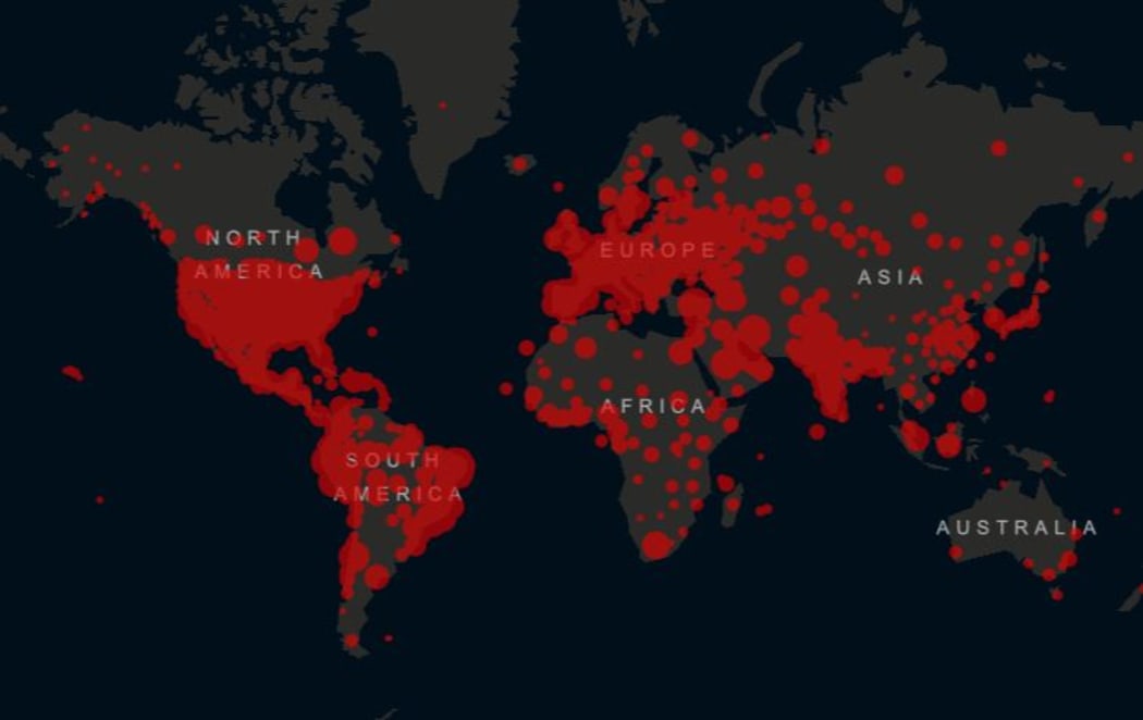 Cumulative number of Covid-19 cases from around the world at 15 June.
