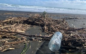 Plastic polluting beach