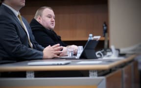Kim Dotcom in court in Auckland as the main extradition hearing begins on 24 September 2015.