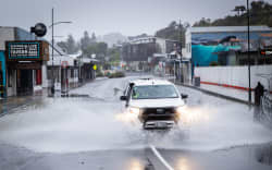 Flooding in Kaikōura amid red heavy rain warning on 7 July 2026. Generic rain, weather, flood