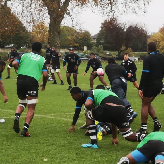 The Flying Fijians training in London ahead of their clash with the Barbarians.