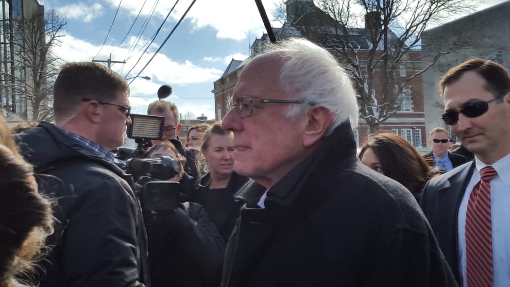 Bernie Sanderson walkabout in Concord, New Hampshire.