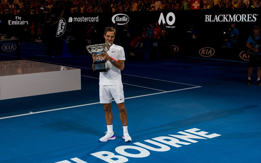 Roger Federer after his 2018 Australian Open victory.