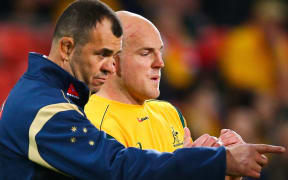 Wallabies coach Michael Cheika (left) and skipper Stephen Moore