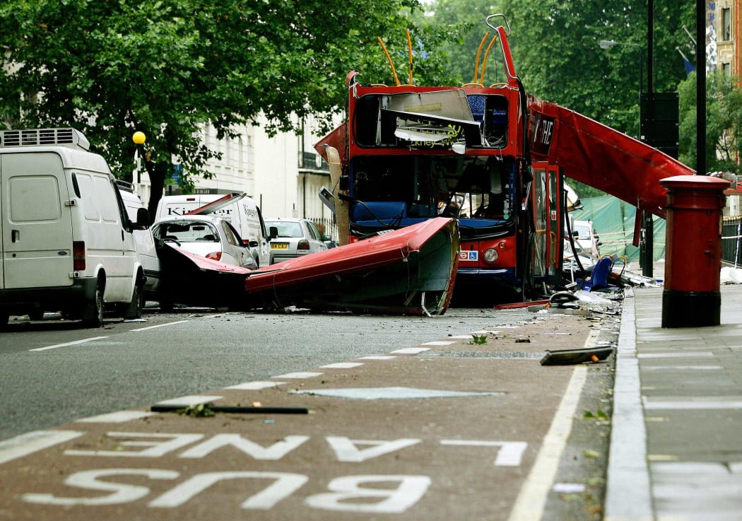 A view of the Number 30 double-decker bus is seen in Tavistock Square in central London on 8 July 2005.
