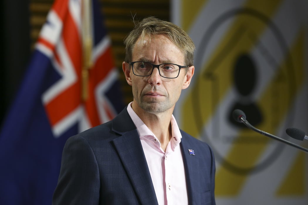 Director-General of Health Dr Ashley Bloomfield looks on during a press conference at Parliament on April 05, 2020. New Zealand was placed in complete lockdown and a state of national emergency was declared on Thursday 26 March to stop the spread of COVID-19 across the country.