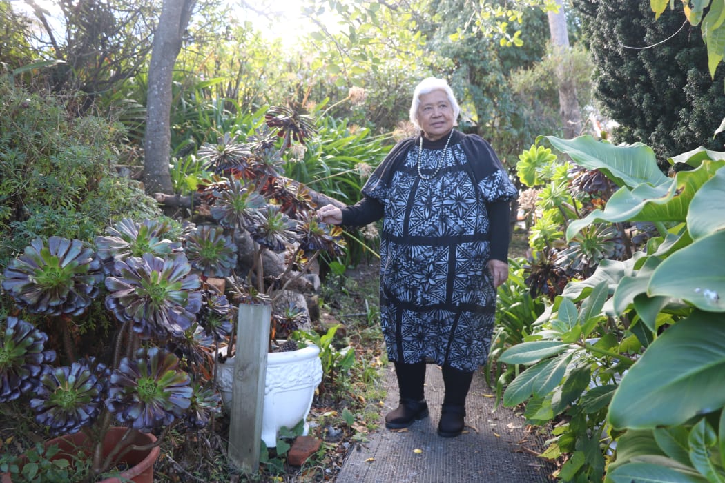 Tala in her garden at Hataitai