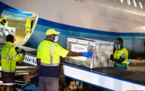 The vaccines from UNICEF arrive in Port Vila.