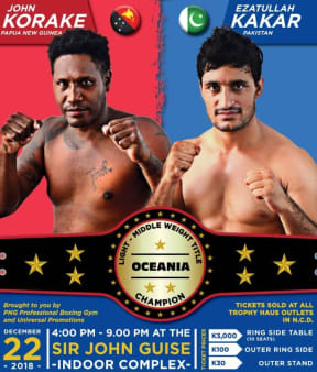 Poster promoting the bout between Korake and Kakar.
