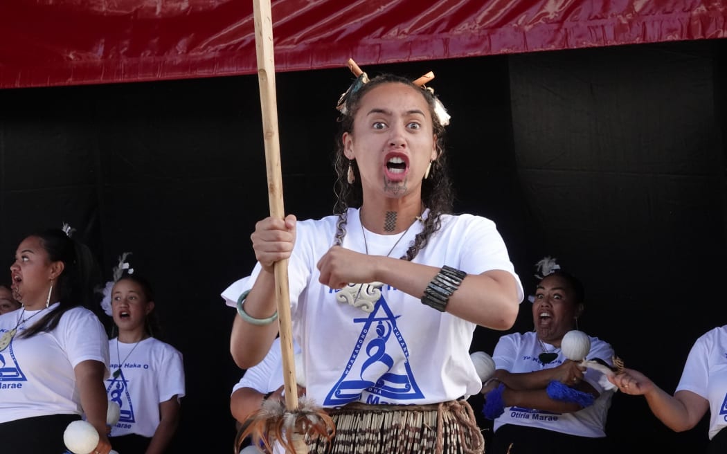 Te Puawai Walters performs with Ōtiria Marae Kapa Haka.