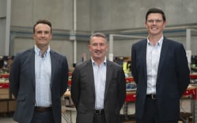 Echo CEO Patrick Moynahan, right, with Altered Capital partner Sam Rapson, left, and BMS founder Stephen Westcott.