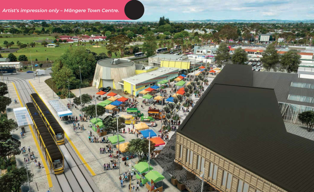 Artists impression of light rail in Māngere.