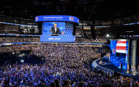 Former US President Barack Obama speaks on the second day of the Democratic National Convention (DNC) at the United Center in Chicago, Illinois, on August 20, 2024. Vice President Kamala Harris will formally accept the party’s nomination for president at the DNC which runs from August 19-22 in Chicago.