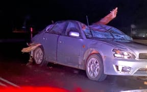 Storm damage to a car in Manjimup, Western Australia.