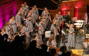 Signature Choir and the New Zealand Symphony Orchestra perform Mana Moana at the Michael Fowler Centre, Wellington. 1 December 2022.