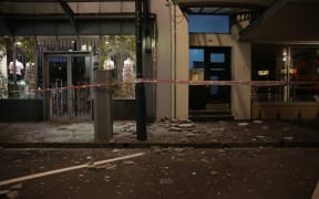Broken glass in Wakefield Street in Wellington.