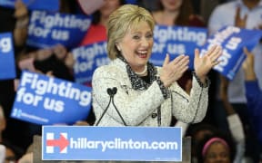 Hillary Clinton surrounded by supporters in South Carolina, where she secured 78 percent of votes.