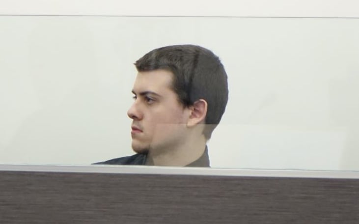 Alexander Merritt during closing statements at his murder trial.