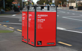 Two lots of "smart" rubbish bins in Renwick
