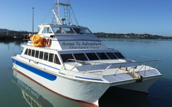 Access to Adventure's catamaran which is being refitted