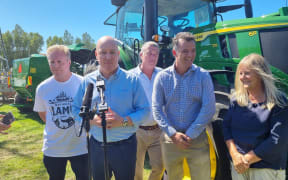 Prime Minister Christopher Luxon takes questions at Southern Field Days on 14 February 2024