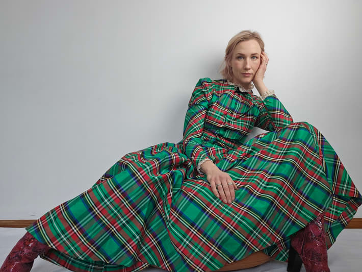 Founder of online preloved and vintage store Secret Threads Sara Kupa wearing New Zealand vintage. She is also co-founder of Christchurch-based sustainable styling service Malone.