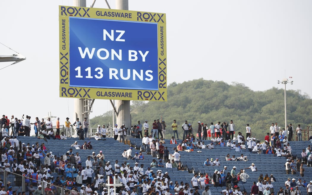 Electronic screen during the 2nd Test Match between India and New Zealand in Pune.