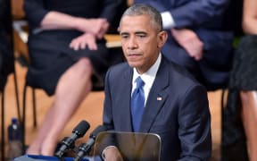 US President Barack Obama speaks during an interfaith memorial service for the victims of the Dallas police shooting