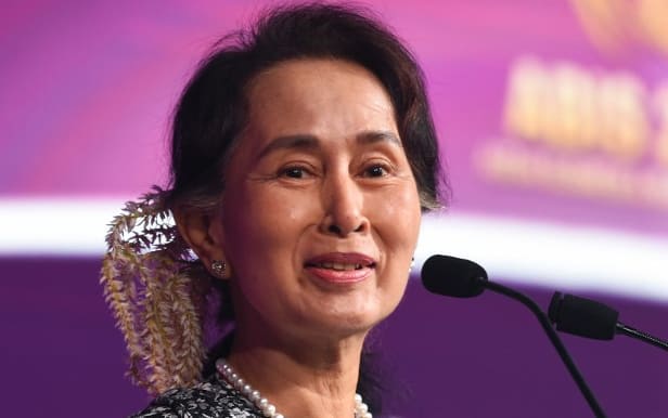 Aung San Suu Kyi pictured at the Southeast Asian Nations (ASEAN) summit in Singapore on November 12, 2018.