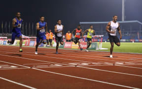 Banuve Tabakaucoro set a new Pacific Games record in the men's 100m final.